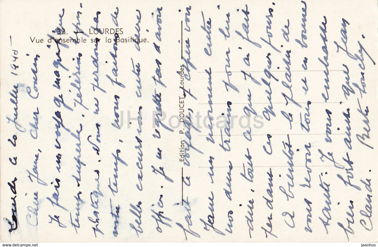 Lourdes - Vue d'ensemble sur la Basilique - 32 - alte Postkarte - 1945 - Frankreich - gebraucht