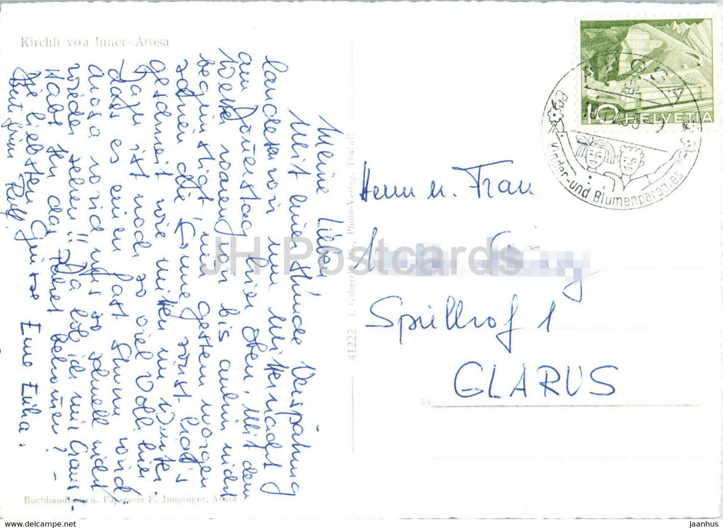 Kirchli von Inner Arosa - 41222 - carte postale ancienne - 1955 - Suisse - utilisé