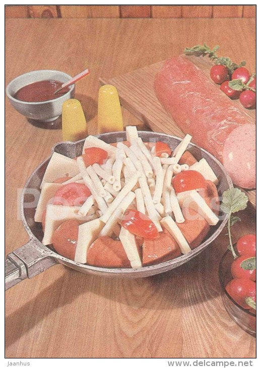 pan dish - dishes - Estonian Cuisine - recepie - 1985 - Estonia USSR - unused - JH Postcards
