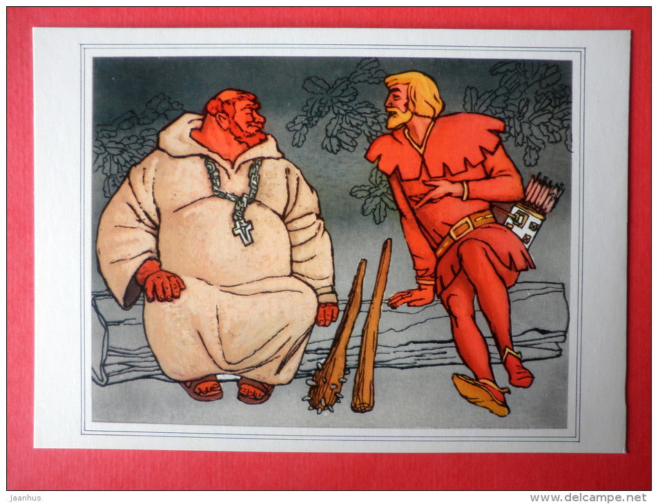 illustration by A. Blokh , L. Korsakov - Friar Tuck - Robin Hood - 1975 - Russia USSR - unused - JH Postcards