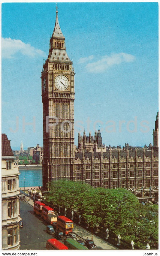 London - Big Ben - bus - United Kingdom - England - unused - JH Postcards