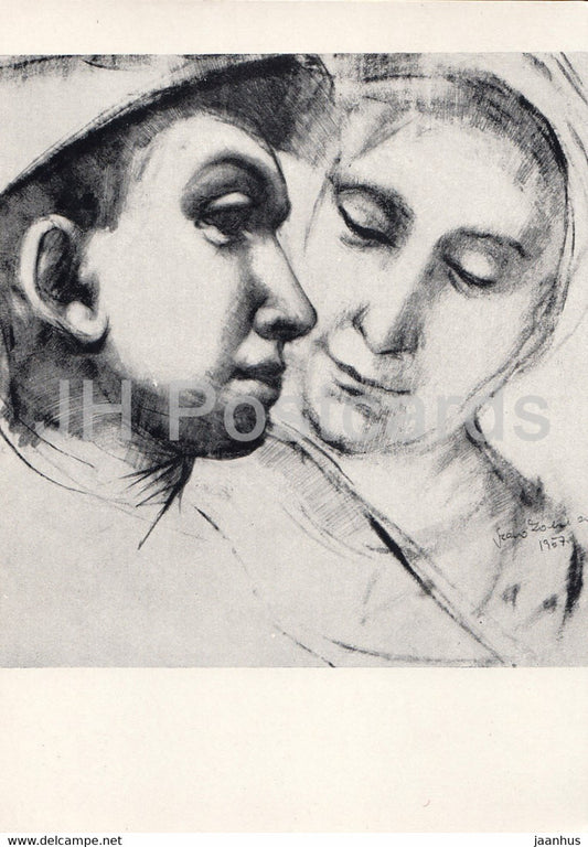 painting by E. Szabo - Heads Study - 1 - Hungarian art - 1959 - Russia USSR - unused - JH Postcards