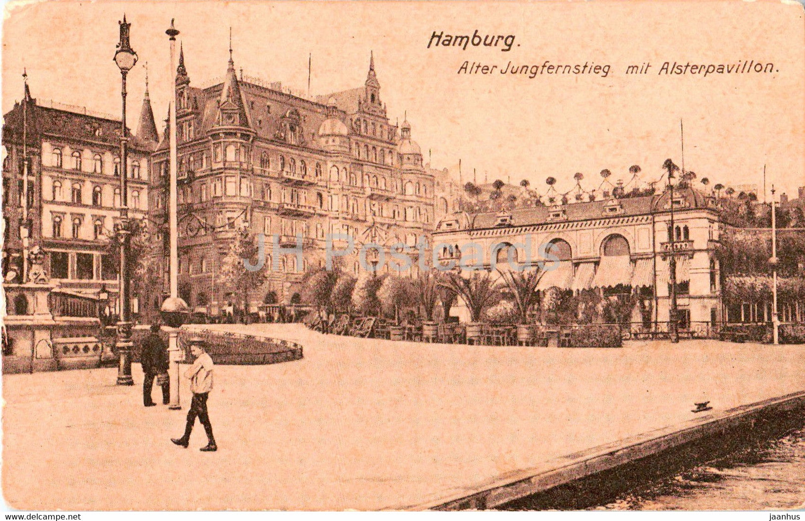 Hamburg - Alter Jungfernstieg mit Alsterpavillon - old postcard - 1913 - Germany - used - JH Postcards