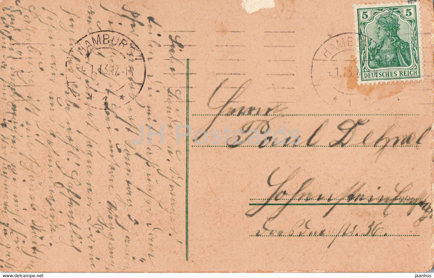 Hamburg - Alter Jungfernstieg mit Alsterpavillon - old postcard - 1913 - Germany - used