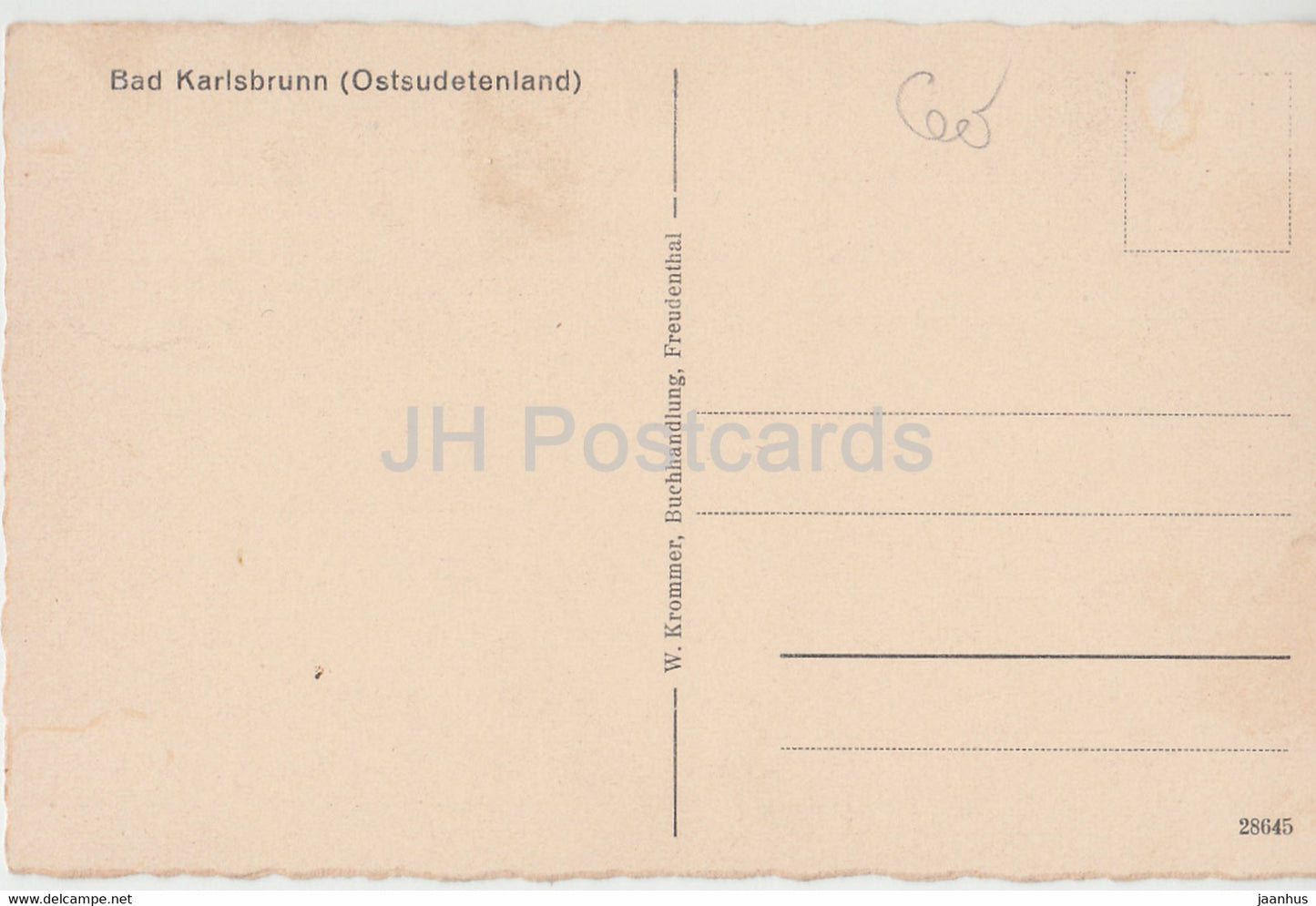 Bad Karlsbrunn - Karlova Studanka - Ostsudetenland - old postcard - Czech Republic - unused