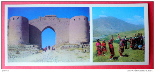 Hissar fortress near Dushanbe , Folk Dance - people in folk costumes - 1974 - Tajikistan USSR - unused - JH Postcards
