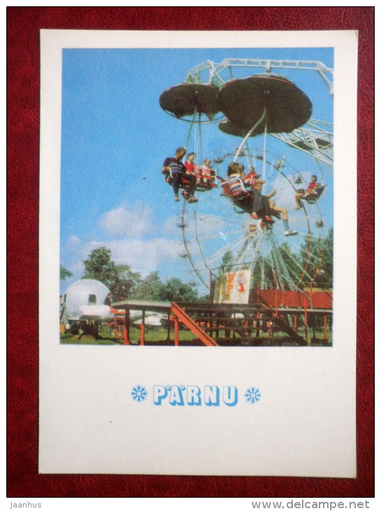 in the park - Roundabouts - Pärnu - 1976 - Estonia USSR - unused - JH Postcards