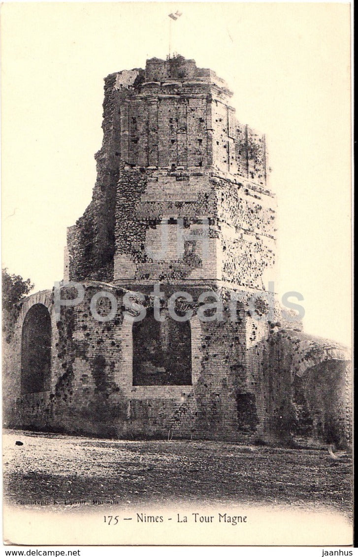 Nimes - La Tour Magne - tower - 175 - old postcard - France - unused - JH Postcards