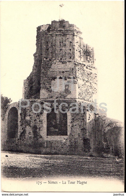 Nimes - La Tour Magne - tower - 175 - old postcard - France - unused - JH Postcards