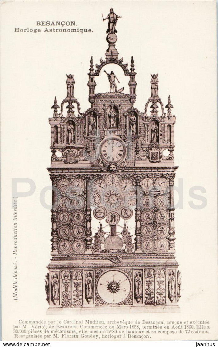 Besancon - Horloge Astronomique - astronomical clock - old postcard - France - unused - JH Postcards