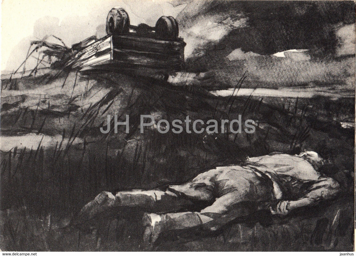 Fate of a Man by Mikhail Sholokhov - illustration by Kukryniksy - Injured - 1966 - Russia USSR - unused - JH Postcards