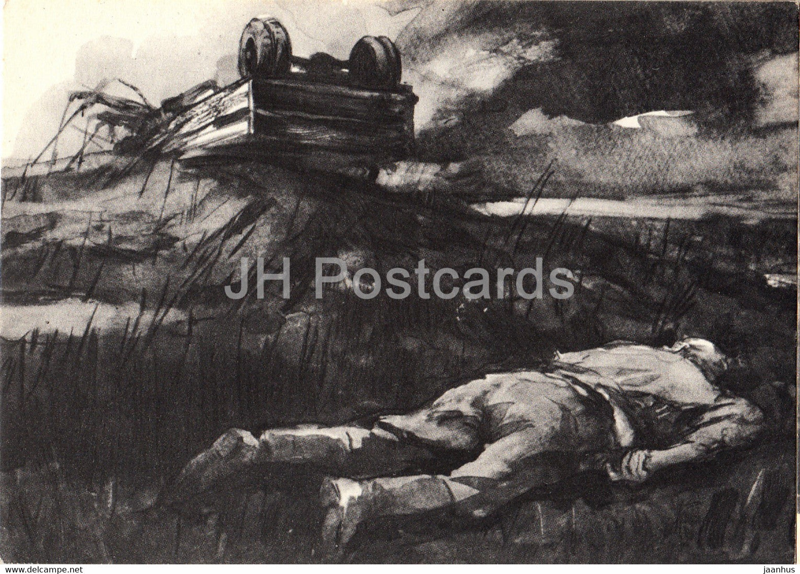 Fate of a Man by Mikhail Sholokhov - illustration by Kukryniksy - Injured - 1966 - Russia USSR - unused - JH Postcards