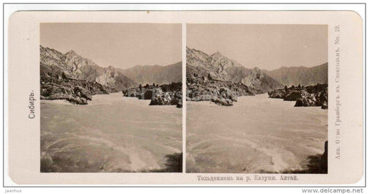 Teldekmen - Katun river - Altai - Siberia - Russia - Russie - stereo photo - stereoscopique - old photo - JH Postcards