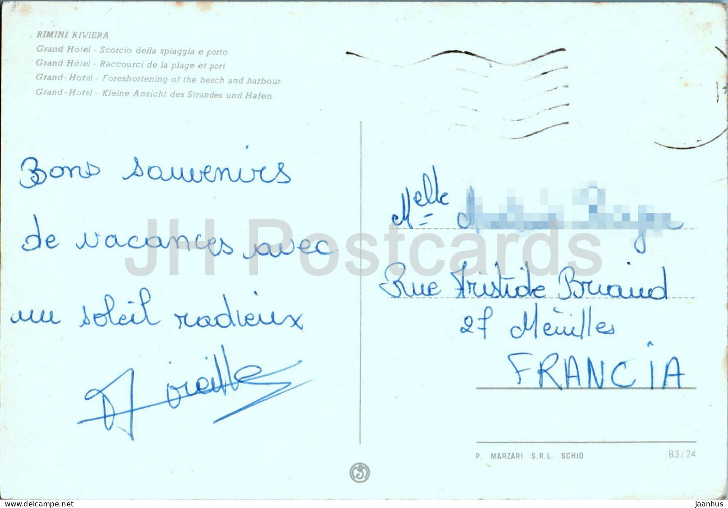 Rimini - Grand Hotel - Scorcio della spiaggia e porto - plage - port - 83/24 - Italie - occasion 