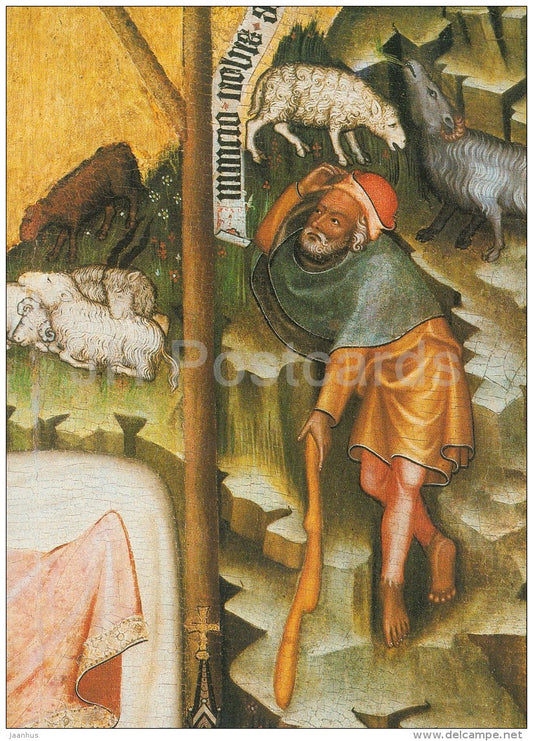 painting by Master of  the Vyssi Brod Cycle - The Nativity - Czech art - large format card - Czech - unused - JH Postcards