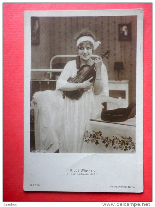 Hilde Wörner - Der Siebente Russ - german movie actress - violin - film - K 2629 - circulated in Estonia 1928 - JH Postcards