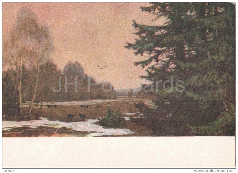 painting by A. Iglin - Grouse - birds - russian art  - unused - JH Postcards