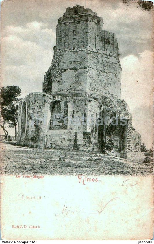 Nimes - La tour Magne - ancient world - 10444 - old postcard - 1902 - France - used - JH Postcards