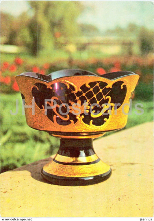 Schale mit Fuss - Rubinglas - bowl - Germany DDR - unused - JH Postcards
