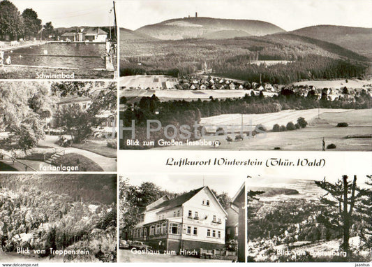 Luftkurort Winterstein Thur Wald - Schwimmbad - Parkanlagen - Inselsberg - old postcard - 1966 - Germany DDR - used - JH Postcards