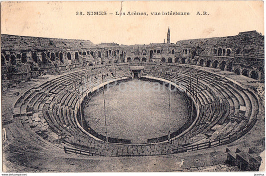 Nimes - Les Arenes - Vue Interieure - 38 - 1924 - old postcard - France - used - JH Postcards