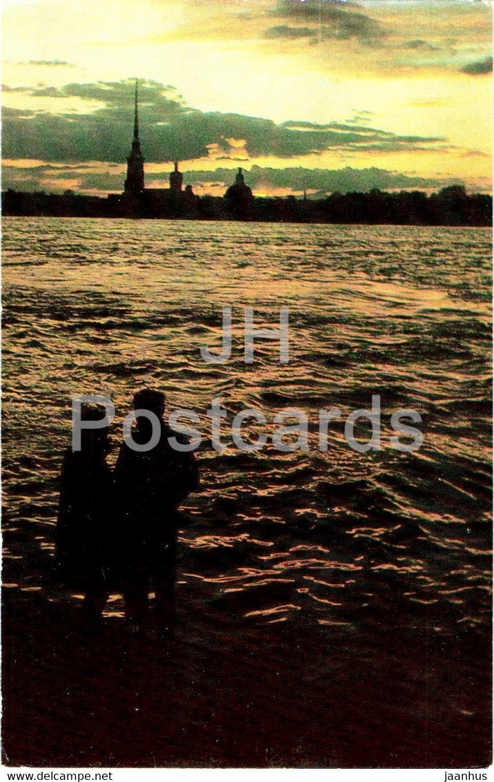 Leningrad - St Petersburg - Neva at Night - 1972 - Russia USSR - unused - JH Postcards