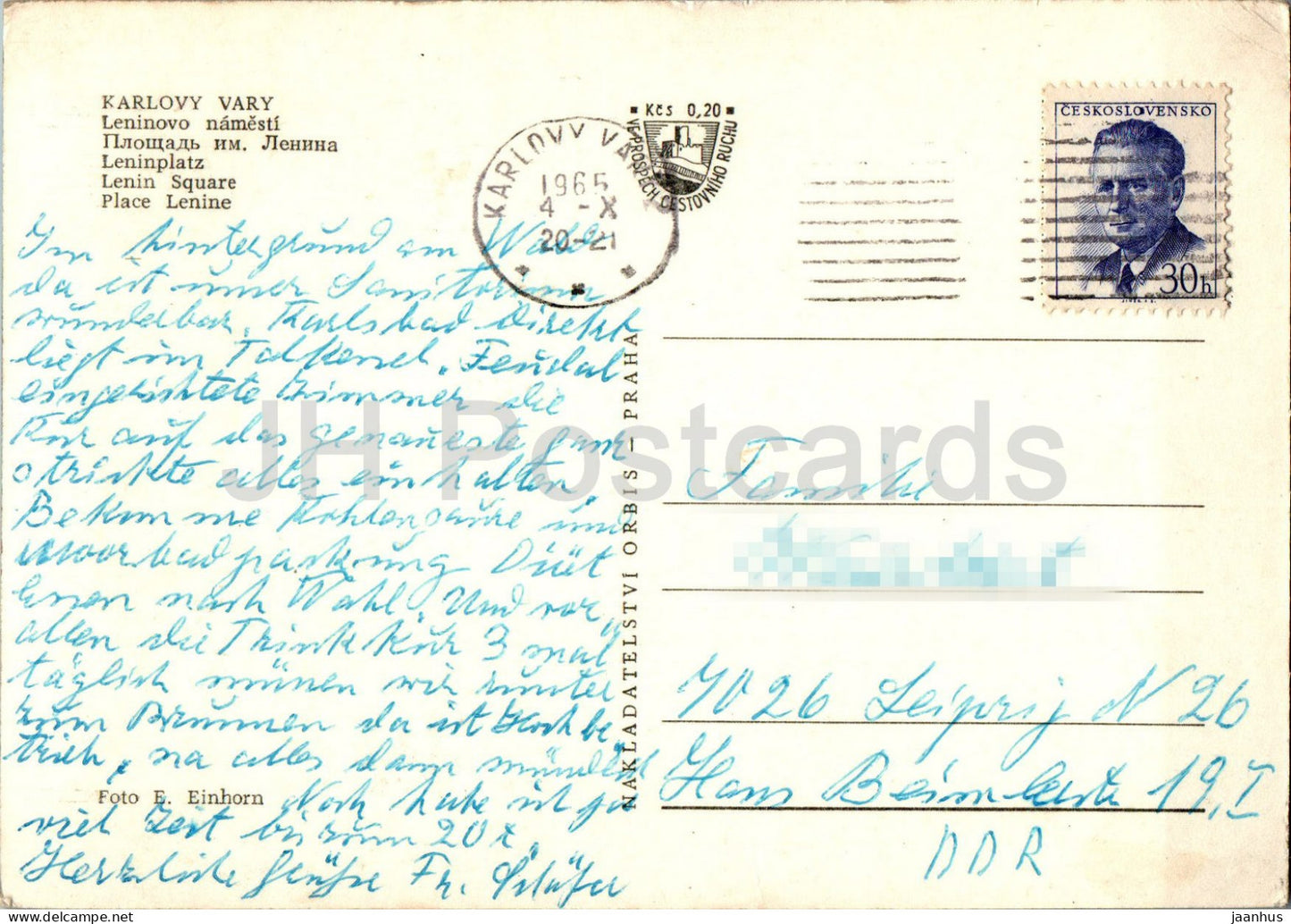 Karlovy Vary - Leninovo Namesti - Lenin Square - 1965 - Czech Republic - Czechoslovakia - used