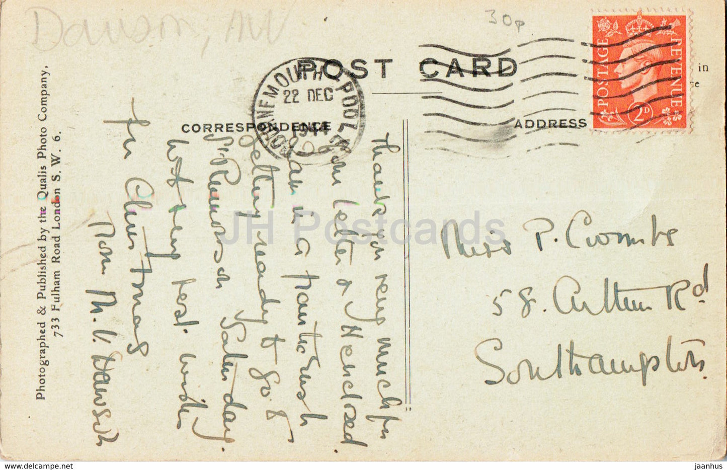 The Beeches - carte postale ancienne - 1944 - Angleterre - Royaume-Uni - utilisé