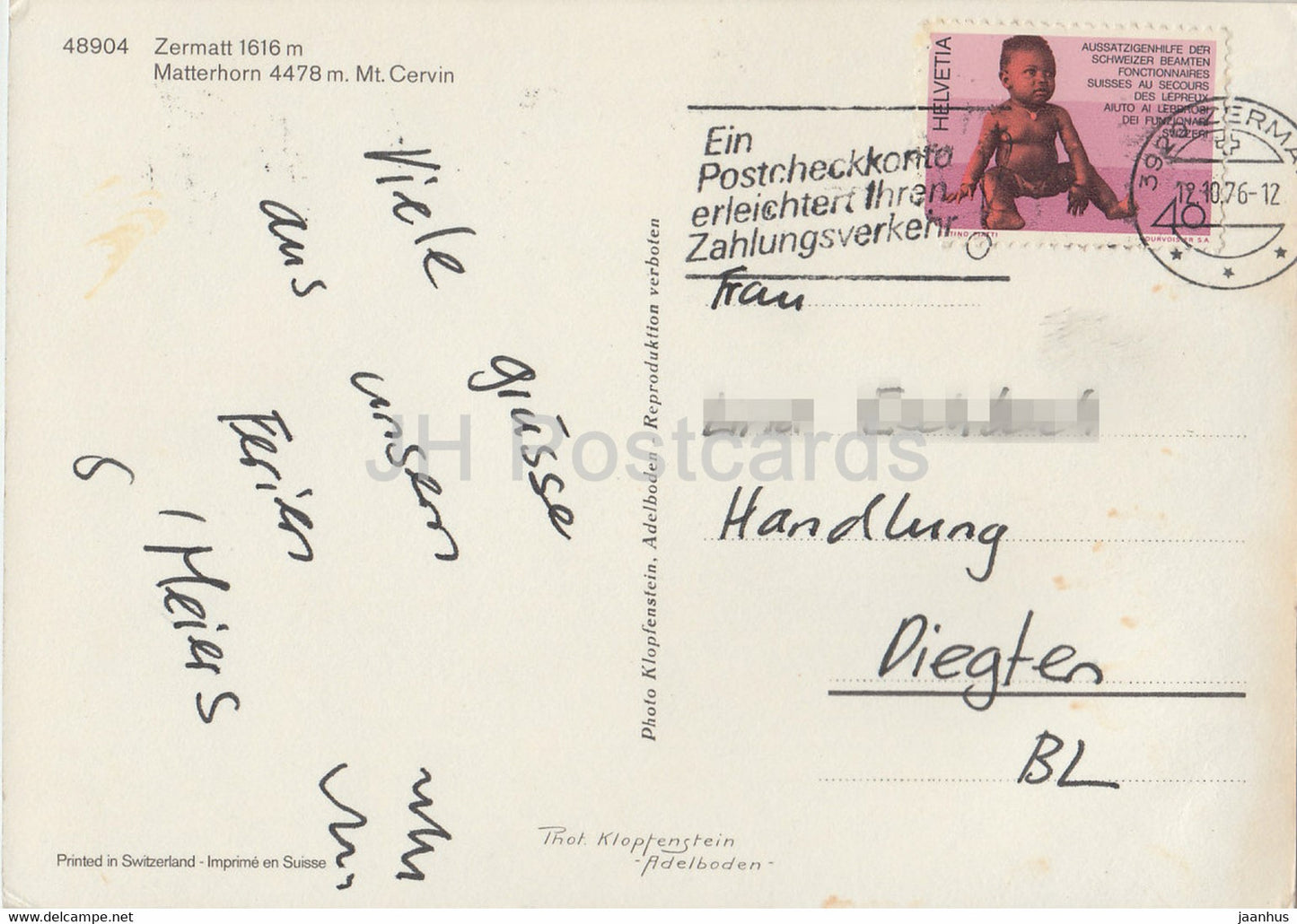 Zermatt 16161 m - Matterhorn 4478 m - Mt Cervin - 48904 - 1976 - Switzerland - used