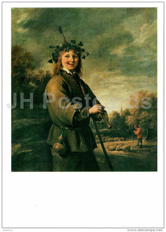 painting by David Teniers the Younger - Young Shepherd , 1650s - Flemish art - unused - JH Postcards