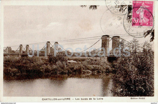 Chatillon sur Loire - Les Bords de la Loire - bridge - old postcard - 1935 - France - used - JH Postcards