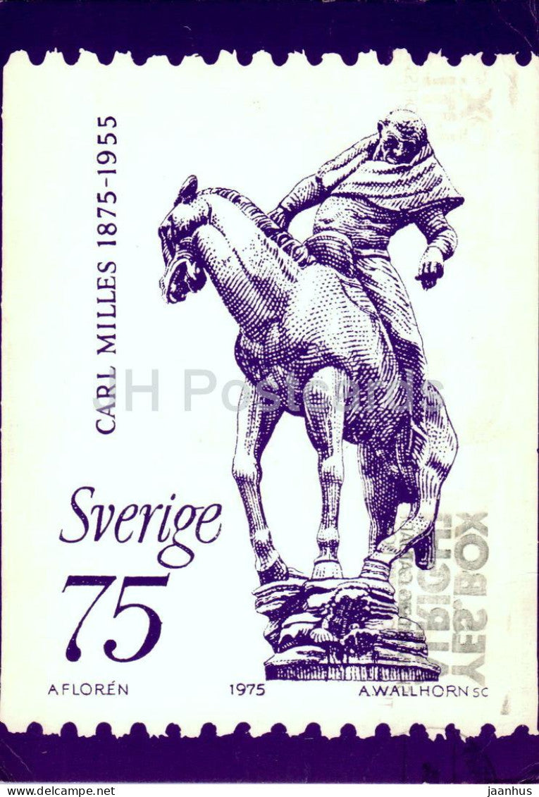 Swedish sculptor Carl Milles anniversary stamp - 1975 - Sweden - used - JH Postcards
