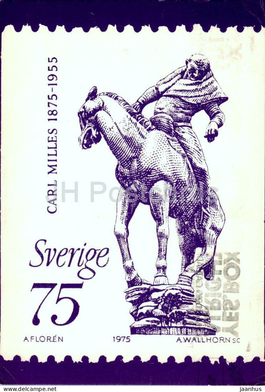 Swedish sculptor Carl Milles anniversary stamp - 1975 - Sweden - used - JH Postcards