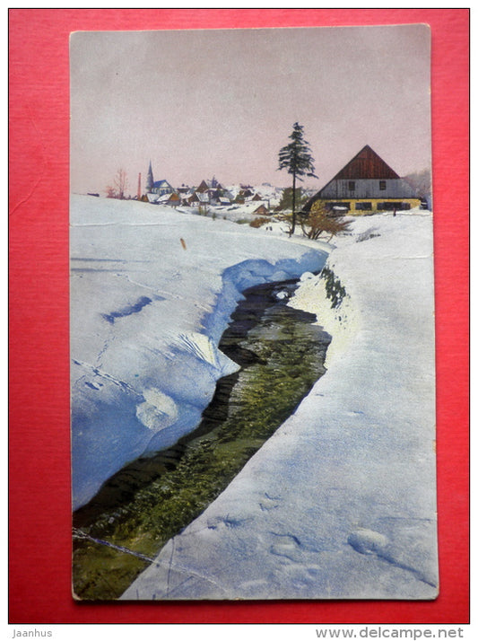 photograph - house - source - winter - Photochromie - serie 270 - 4225 - old postcard - circulated in Estonia - JH Postcards