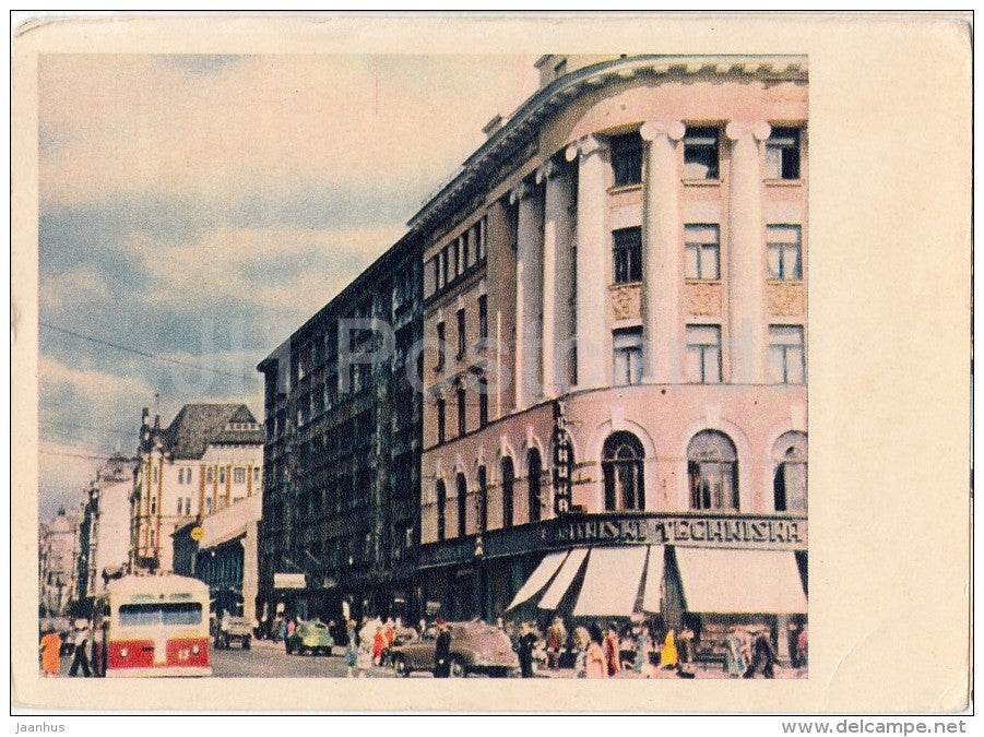 Lenin street - bus - Riga - 1956 - Latvia USSR - unused - JH Postcards