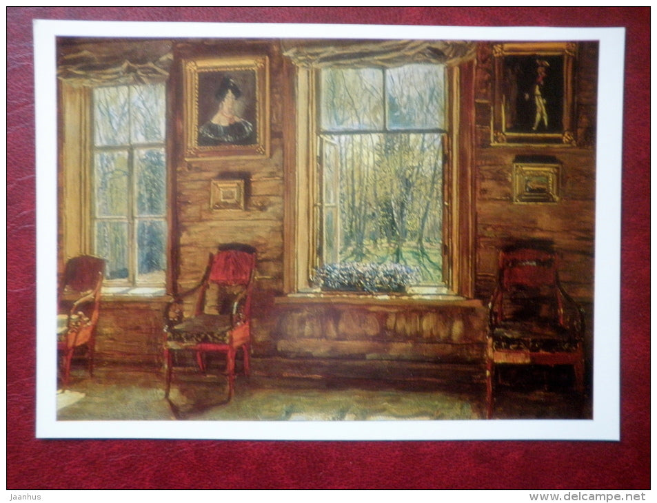 painting by S. Zhukovski , In the Old House - russian art - unused - JH Postcards