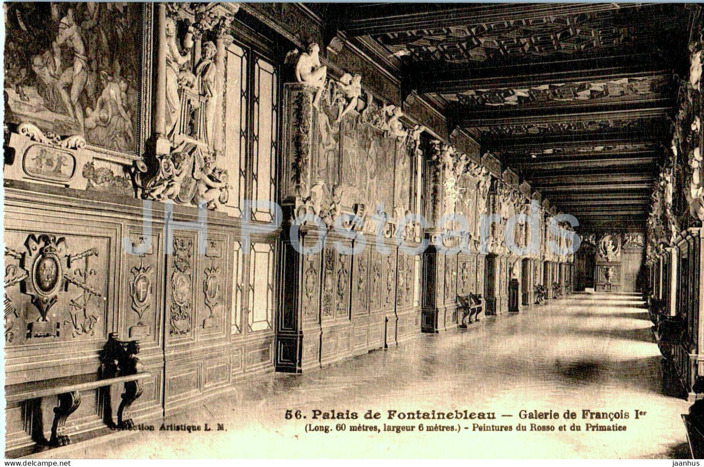 Palais de Fontainebleau - Galerie de Francois I - 56 - old postcard - France - unused - JH Postcards
