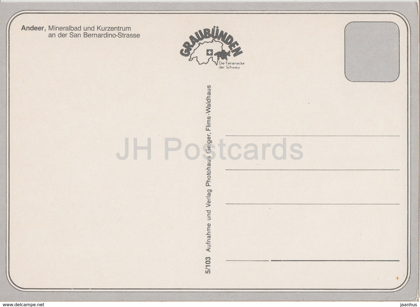 Andeer Mineralbad und Kurzentrum an der San Bernardino Strasse - Switzerland - unused