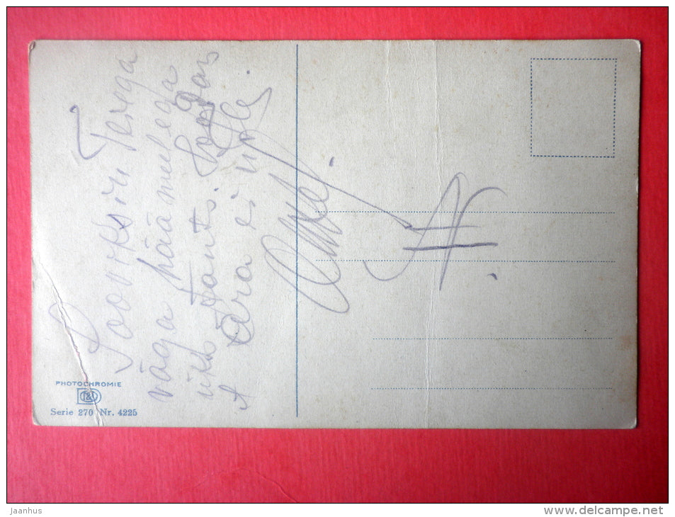 photograph - house - source - winter - Photochromie - serie 270 - 4225 - old postcard - circulated in Estonia - JH Postcards