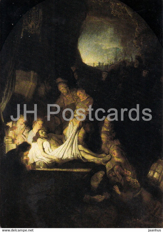 painting by Rembrandt van Rijn - Grablegung Christi - Dutch art - Germany - unused - JH Postcards