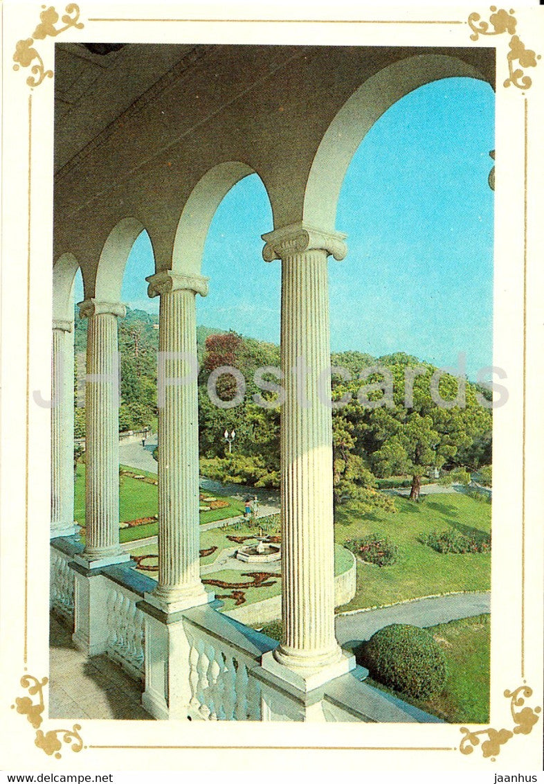 Livadia Palace - View at Livadia park from the palace - Crimea - 1989 - Ukraine USSR - unused - JH Postcards