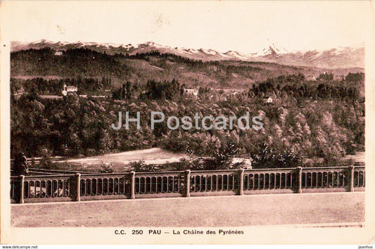 Pau - La Chaine des Pyrenees - 250 - old postcard - 1935 - France - used - JH Postcards