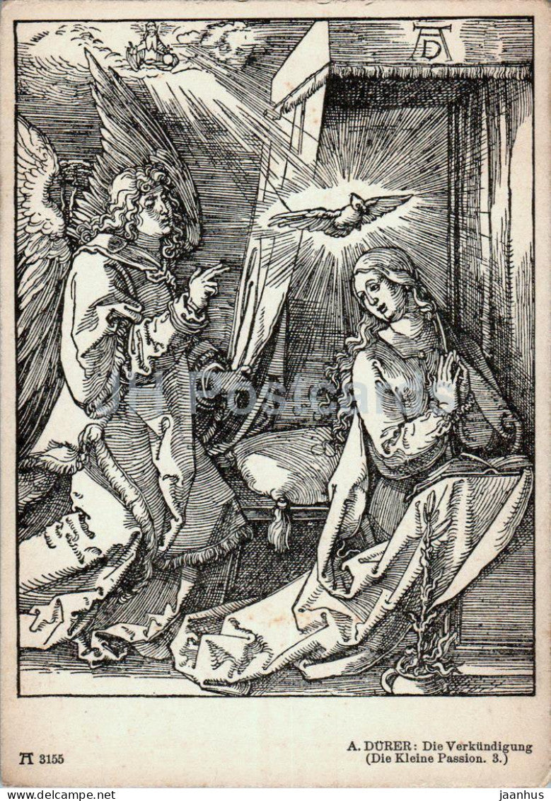 Engraving by Albrecht DÃ¼rer - Die VerkÃ¼ndigung - 3155 - German art - old postcard - Germany - unused - JH Postcards