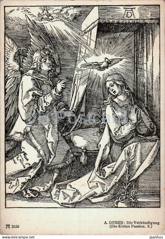Engraving by Albrecht DÃ¼rer - Die VerkÃ¼ndigung - 3155 - German art - old postcard - Germany - unused - JH Postcards