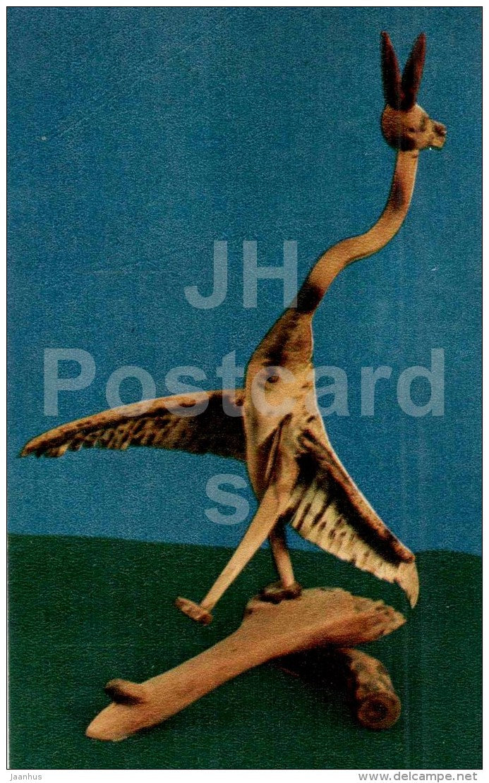 hilarious gander - bird - Nature and Fantasy - wooden figures - 1969 - Russia USSR - unused - JH Postcards