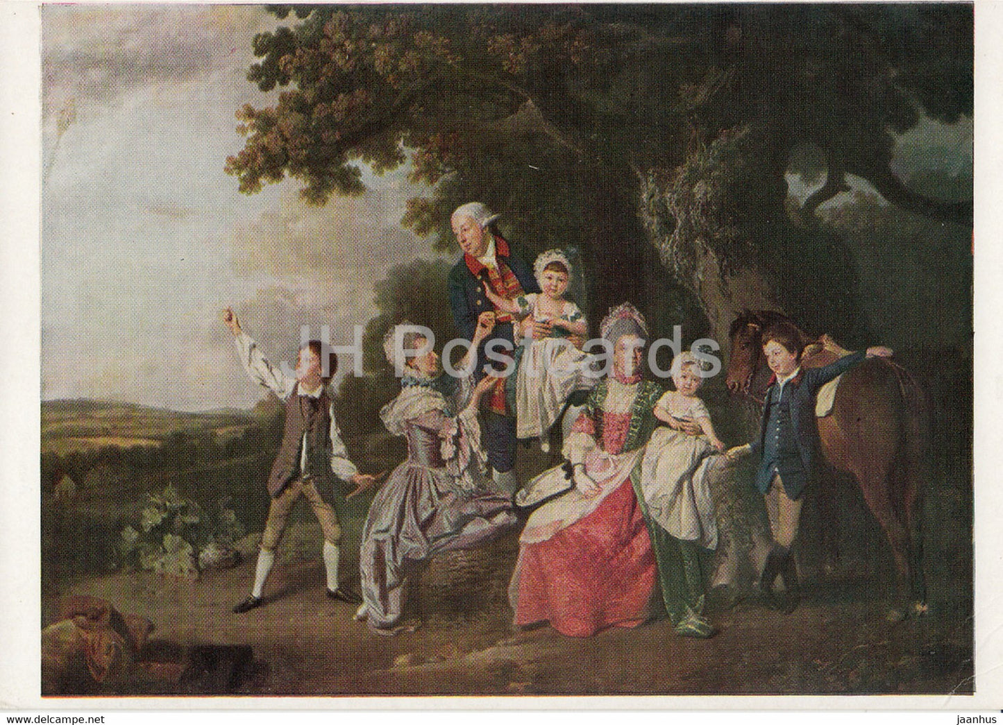painting by Johann Zoffany - The Bradshaw Family - horse - German art - 1993 - Great Britain - unused - JH Postcards