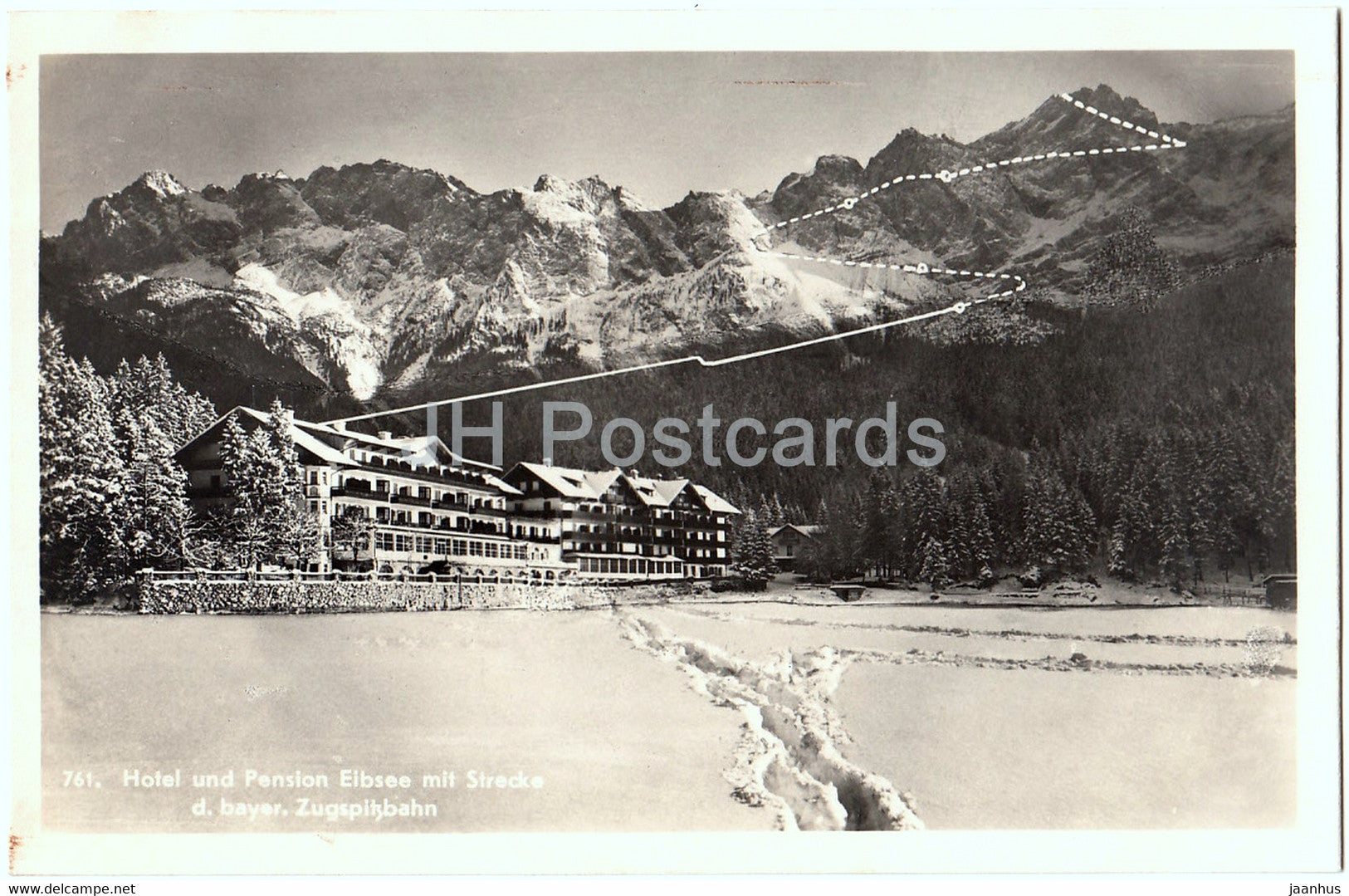 Hotel und Pension Eibsee mit Strecke d bayer Zugspitzbahn - 761 - Germany - unused - JH Postcards