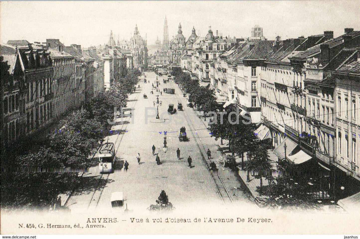 Anvers - Antwerpen - Vue a vol d'oiseau de l'Avenue De Keyser - tram - 454 - old postcard - Belgium - unused - JH Postcards