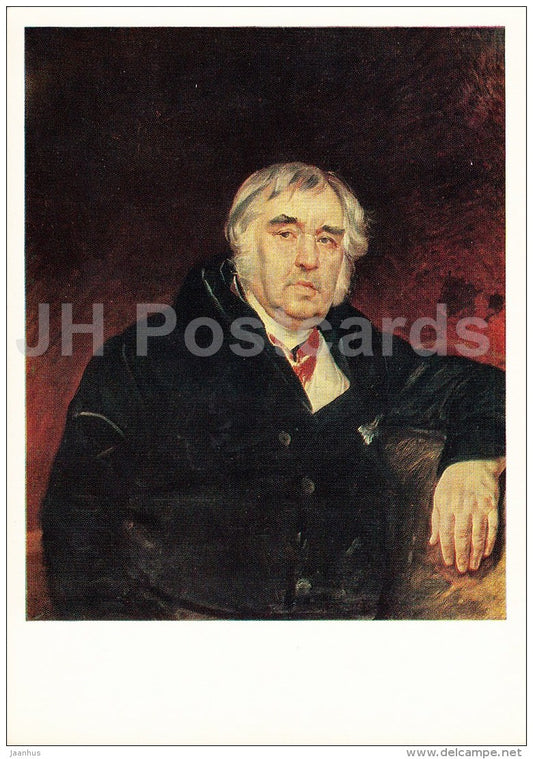 painting by Karl Bryullov - portrait of writer Krylov , 1841 - Russian art - 1978 - Russia USSR - unused - JH Postcards