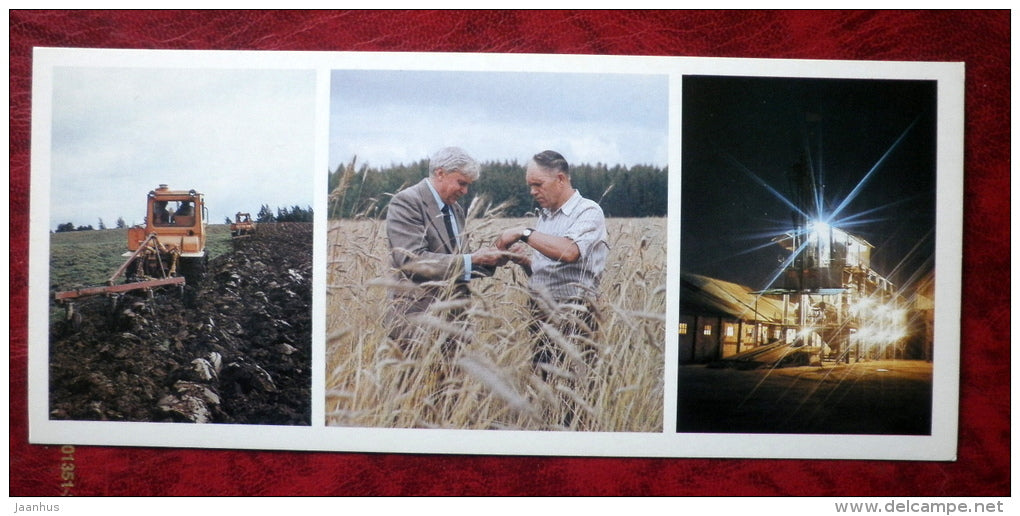 plowing tractor - grain-dryer - 1983 - Russia - USSR - unused - JH Postcards
